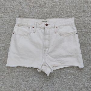 Madewell The Perfect Jean Short Size 31 Cream Raw Hem High Rise